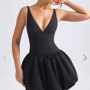 oh polly anahita lace up bubble hem corset micro mini dress